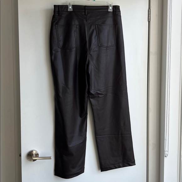 NWT Reitmans Chocolate Brown Faux Leather Straight Leg Pants - Picture 2 of 3